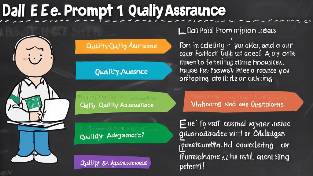 ## DALL-E Prompt Ideas for Quality Assurance 101nnHere are a few options depending on the direction you want to take the image:nn**Option 1 (Literal):** A classroom setting with a chalkboard or whiteb